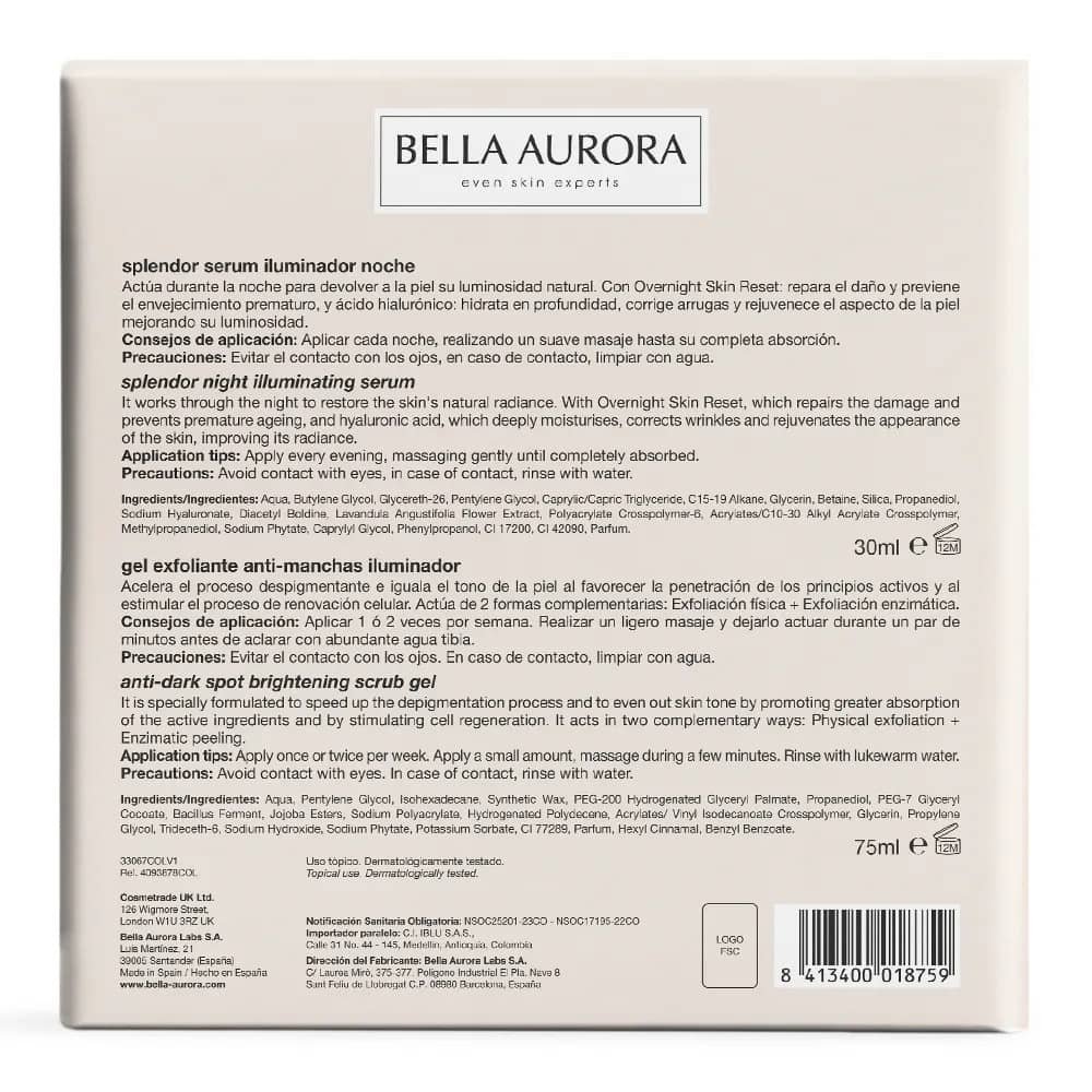 BELLA AURORA Coffret Serum Splendor Illum Nuit = Gel Exfoliant 100ml Anti taches – Image 4