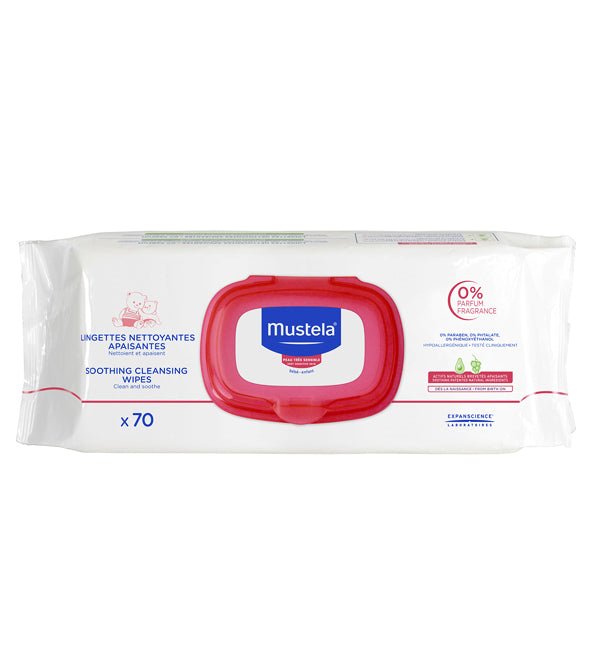 Mustela lingettes nettoyantes apaisantes sans parfum – 70 piéces