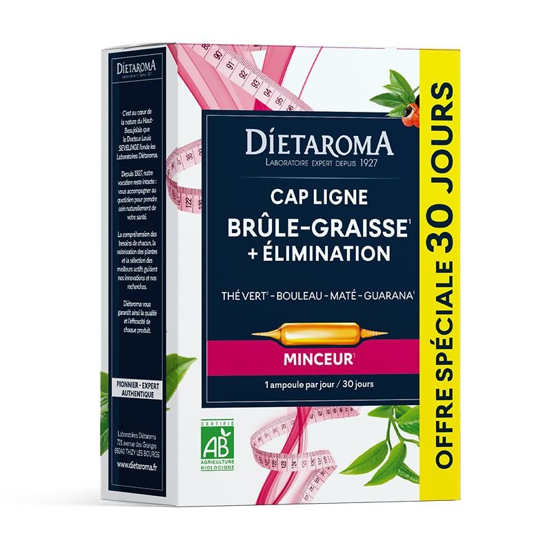 DIETAROMA CAPLIGNE brûle graisse + élimination ampoules 30 ampoules