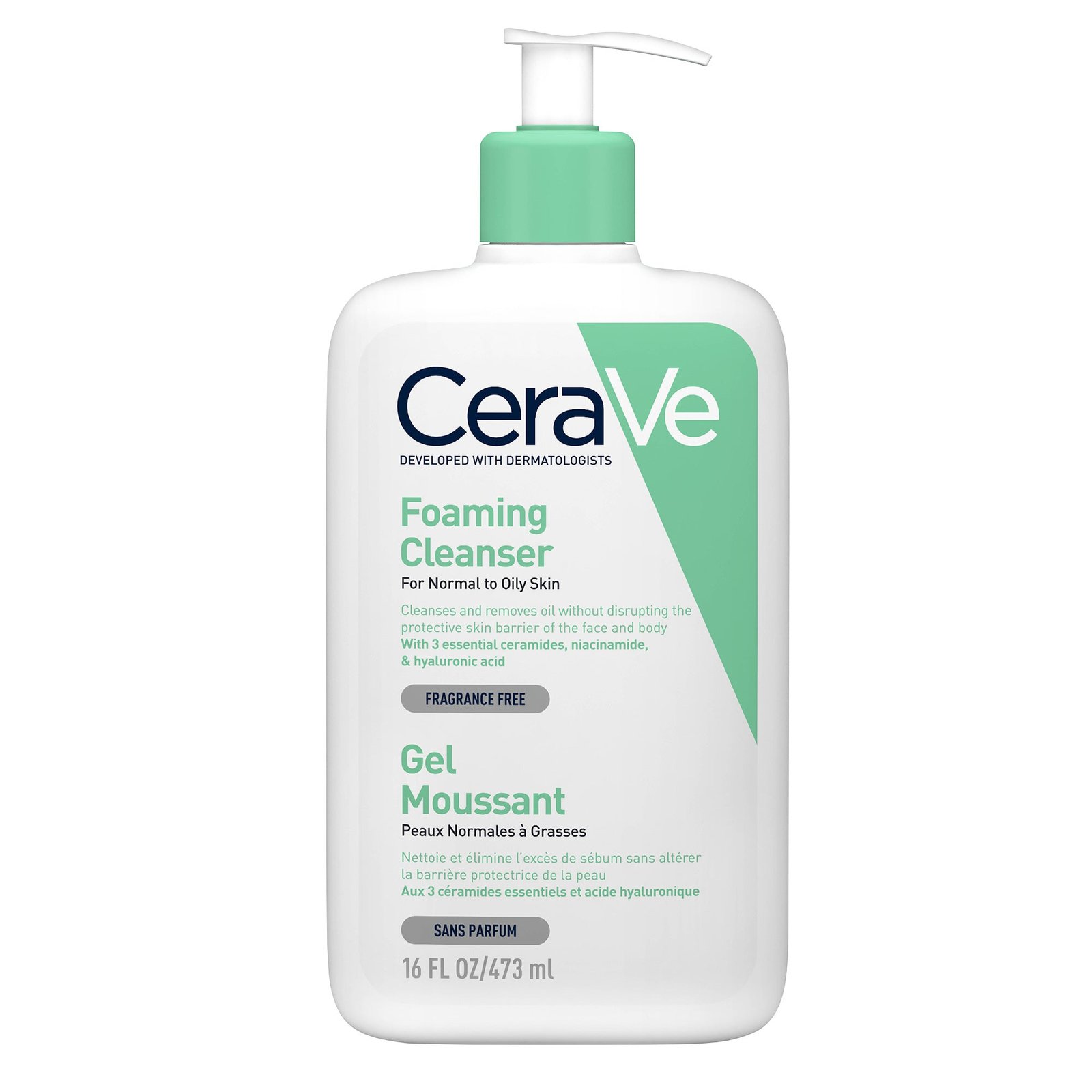 Cerave gel moussant nettoyant peau normale à grasse 473ml