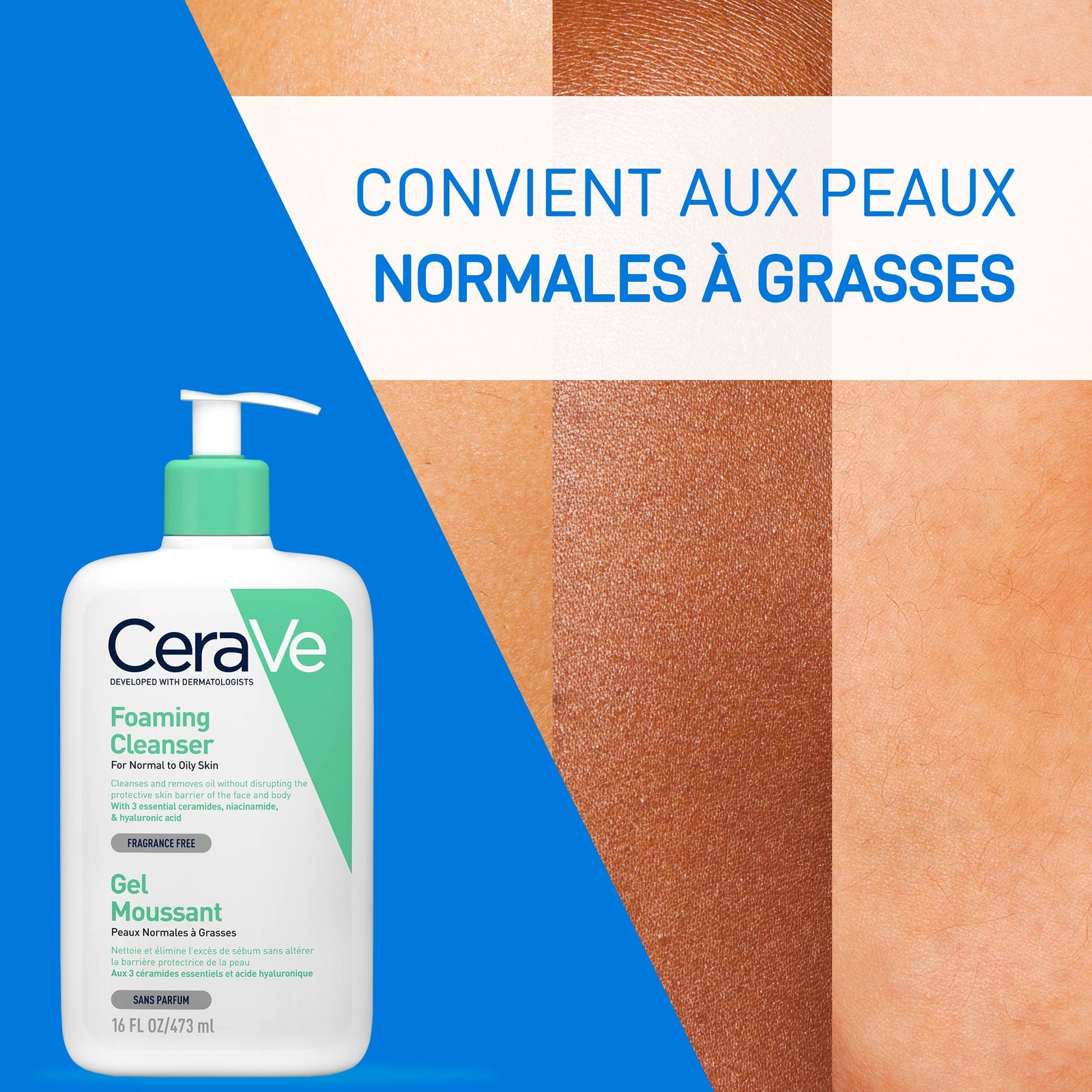 Cerave gel moussant nettoyant peau normale à grasse 473ml – Image 8