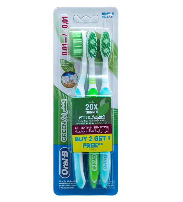 Oral-B Brosse à Dent Manuelle Ultrathin Sensitive green 2+1 Gratuite