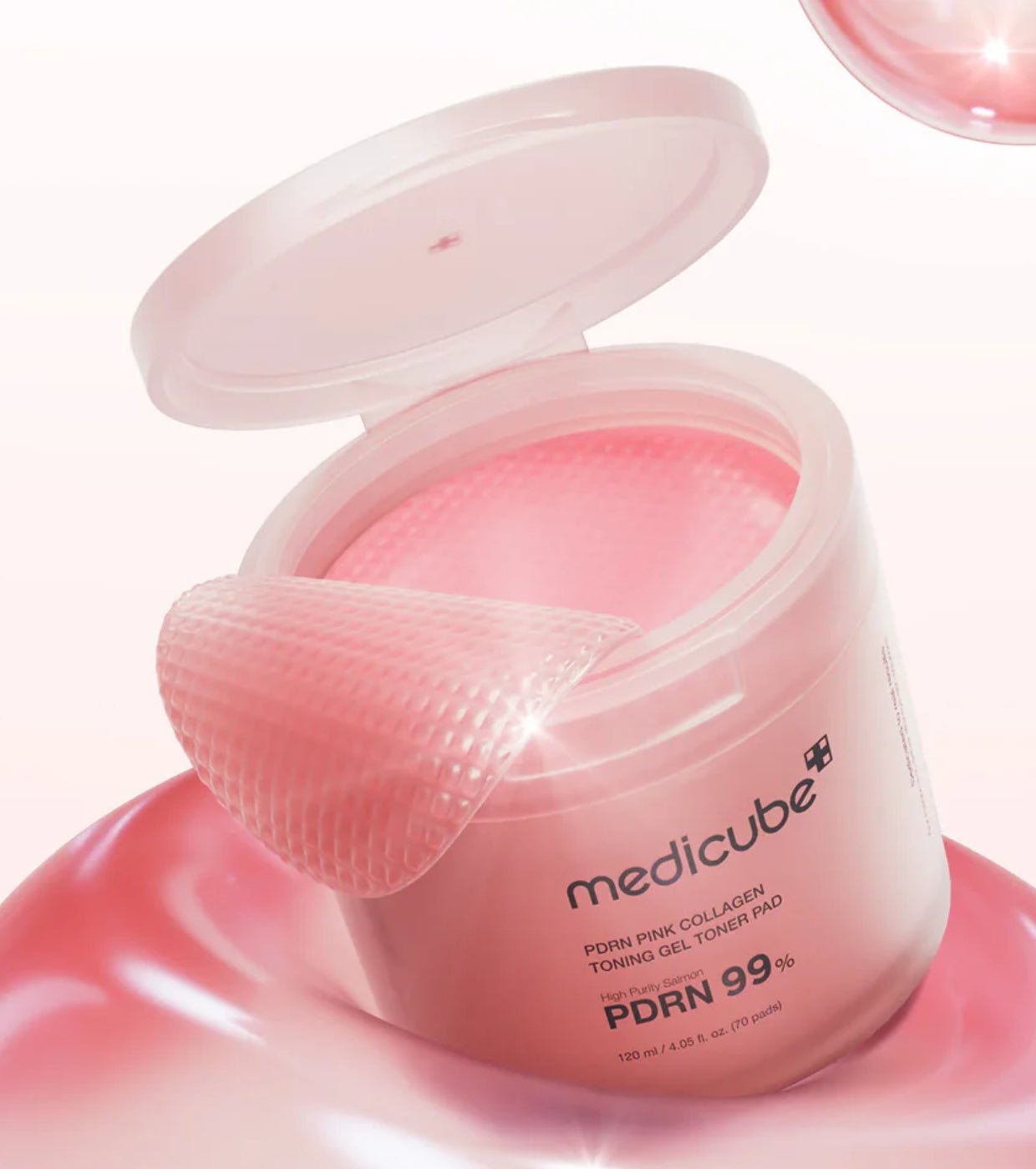 MEDICUBE PDRN PINK COLLAGEN TONING GEL TONER PAD 120ML 70PADS – Image 3