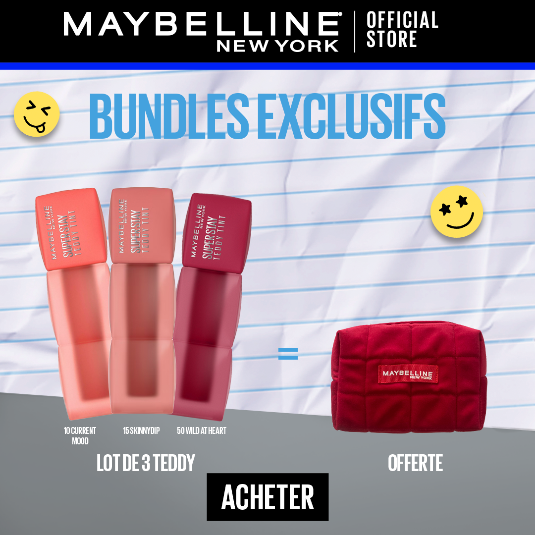 MAYBELLINE NEW YORK SUPERSTAY TEDDY TINT BLUSH À LÈVRES – PACK DE 3 TEINTES CHAUDES 10,15,50 = Tousse OFFERTE