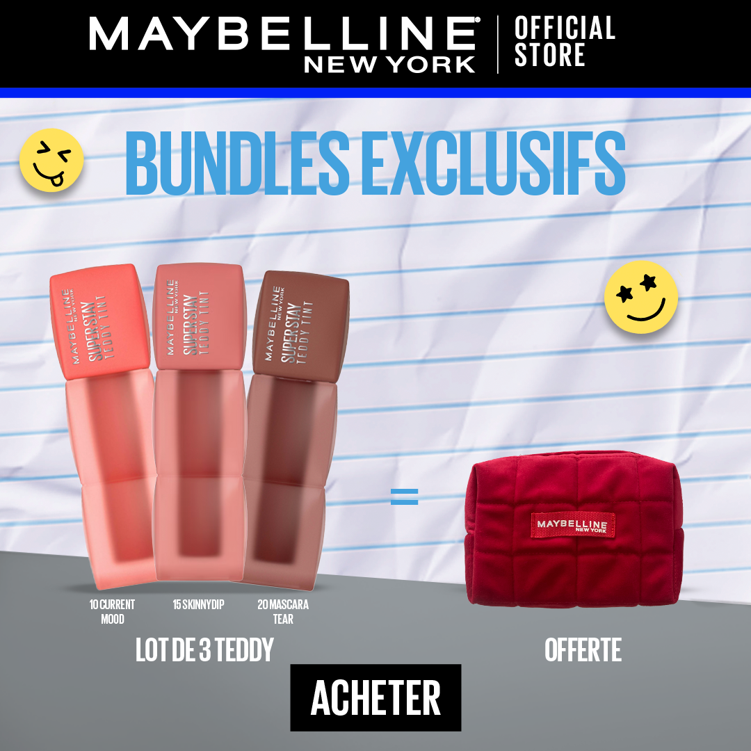MAYBELLINE NEW YORK SUPERSTAY TEDDY TINT BLUSH À LÈVRES – PACK DE 3 TEINTES CHAUDES 10,15,20 = Tousse OFFERTE